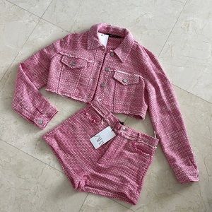 NWT ZARA PINK JACKET AND SHORTS SET